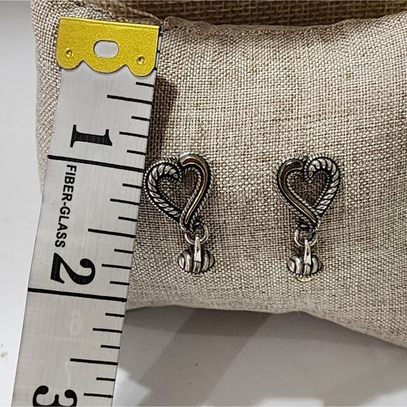 Brighton‎ filigree silver plated Mixed Metals Heart dangle drop earrings - Picture 4 of 5